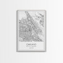 Oakland Street Map, California Map, City Map Art, Modern Art, Wall Art, Canvas Print, Living Room Art, Gift For Her, Adventure Wall Art