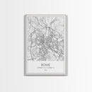 Rome Street Map, Italy Map, Europe City Map Art, Minimalist Art, Wall Art, Canvas Print, Girl Room Décor, Housewarming Gift, Travel Wall Art