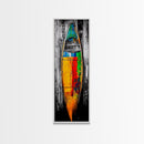 Colorful Canoe Painting Canvas Print Rustic Wall Art Nautical Decor Coastal Art Extra Wide Art Living Room Art Above Couch Art