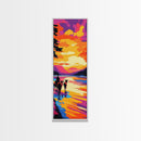 Sunset Cowboy Art Framed Canvas Print Vibrant Western Wall Art, Chicano Art, Colorful Wall Art, Southwest Wall Art, Extra Wide Art