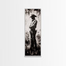 Black and White Cowboy Art Framed Canvas Print, Rustic Wall Art, Moody Art, Southwest Wall Art, Vintage Horse Art, Tall Narrow Art