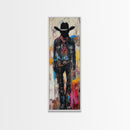 Mysterious Cowboy Art Framed Canvas Print, Southwest Wall Art, Moody Art, Rustic Wall Art, Dark Romance Painting, Extra Wide Art