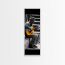 Street Musician with Guitar Framed Canvas Print | Moody Urban Wall Art | Rustic Decor | Music Art | Farmhouse Wall Art | Gift Idea