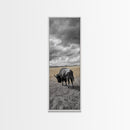 Lone Bison in Field Framed Canvas Print | Rustic Wall Art | Moody Art | Wildlife Painting | Farmhouse Decor | Southwest Wall Art | Gift Idea