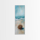 Serene Beach Nest Framed Canvas Print coastal landscape art wabi sabi wall art minimalist art nautical decor ocean painting seascape