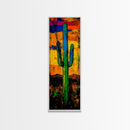 Vibrant Cactus Sunset Canvas Print, Southwest Wall Art, Desert Art, Bright Colorful Wall Art, Moody Art, Joshua Tree Art, Gift Idea, Vertical Wall Art