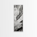 Flowing Fabric Over Ocean, Framed Canvas Print, wabi sabi art, coastal decor, boho art, minimalist art, above couch art, panoramic painting