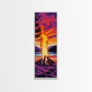 Sunset Campfire Canvas Print, landscape painting, moody art, southwest wall art, mountain painting, coastal décor, rustic décor, gift idea him