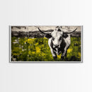 Bull Painting, rustic wall art, bull and bear art, farmhouse decor, green wall art, bold statement art, dramatic painting, Canvas Print