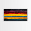 Sunset Over Water, Colorful Horizon Painting, Coastal Wall Art, Extra Wide Art, Framed Canvas Print, Above Sofa Art, Ocean Lover Gift