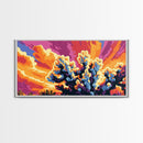 Joshua Tree, desert landscape, sunset art, boho decor, southwest wall art, extra wide art, framed canvas print, panoramic painting