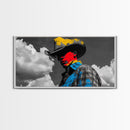 Western Cowboy Portrait Canvas Print Rustic Decor Southwest Wall Art Black Cowgirl Painting Farmhouse Art Extra Wide Horizontal Art