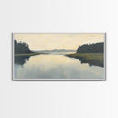 Marsh, Landscape Painting, Minimalist Art, Wabi Sabi Art, Moody Art, Guest Room Art, Above Bed Wall Art, Framed Canvas Print, Extra Wide Art