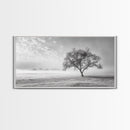 Solitary Tree, Minimalist Art, Landscape Painting, Oak Tree Art, Extra Wide Art, Moody Art, Wabi Sabi Wall Art, Framed Canvas Print