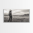 Black and White Cowgirl, western art, rustic decor, cowboy painting, southwest wall art, country art, black and white photography