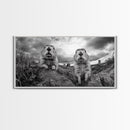 Prairie dogs, whimsical art, rustic wall art, farmhouse art, nature painting, extra wide art, above couch art, framed canvas print