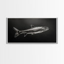 Trout, fish painting, fly fishing art, rustic decor, cabin wall art, nature painting, extra wide art, panoramic art, framed canvas print