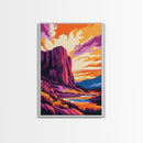 Mountain Painting, Bold Landscape Art, Orange Purple Wall Decor, Southwest Wall Art, Framed Canvas Print, Nature Inspired Artwork