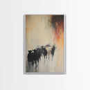 Foggy Cattle, moody art, bull and bear art, rustic wall art, farmhouse art, vintage aesthetic, country home, Canvas Print