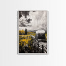 Old Wagon, Prairie Road, Country Landscape, Canvas Print, Farmhouse Art, Rustic Wall Art, Black and White Art, Barn Landscape