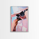 Woman Portrait, Pink Wall Art, Framed Canvas Print, Light Pink Wall Art, Moody Art, Coastal Cowgirl Wall Art, Boho Art, Minimalist Art