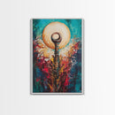 Sacred Symbol Artwork, sacred geometry wall art, abstract energy art, teal wall art, mystical artwork, framed canvas print, boho art, moody art