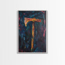 Rustic Axe Painting, dark romance painting, moody art, abstract texture art, framed canvas print, original painting, gift idea, southwest wall art