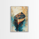 Rustic Rowboat, Nautical Decor, Canvas Print, Seascape Painting, Coastal Wall Art, Rustic Decor, Moody Art, Wabi Sabi Art