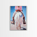 Cowgirl riding horse, vintage horse art, rustic wall art, southwest wall art, coastal cowgirl wall art, framed canvas print, moody art