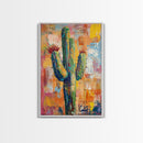 Southwest cactus painting, desert decor, rustic wall art, boho art, framed canvas print, western wall art, gift idea her, botanical prints