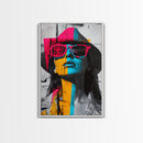 Urban Pop Art, Woman Portrait, Graffiti Wall Art, Chicano Art, Contemporary Art, Gift Idea, Framed Canvas Print, Whimsical Art