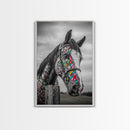 Painted Horse, Mosaic Wall Art, Blotter Art, Horse Wall Art, Boho Art, Colorful Western Art, Canvas Print, Gift Idea