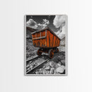 Old Mine Cart, Rustic Decor, Southwest Wall Art, Industrial Art, Wabi Sabi Wall Art, Moody Art, Canvas Print, Gift Idea
