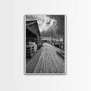 Fishing Dock, coastal decor, nautical wall art, seascape painting, rustic wall art, Nantucket painting, framed canvas print, horizontal art