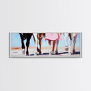 Horse Walk, western art, cowboy painting, rustic decor, extra wide art, panoramic art, framed canvas print, long narrow wall art