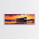 Western Wheels, cowboy painting, rustic wall art, gift idea, farmhouse decor, panoramic art, extra wide art, framed canvas print