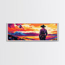 Cowboy Sunset, Pink Orange Wall Art, Coastal Cowgirl Wall Art, Canvas Print, Southwest Wall Art, Extra Wide Art, Western Decor
