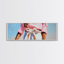 Minimalist Art, Framed Canvas Print, Fashion Illustration, Pink Wall Art, Modern Decor, Extra Wide Art, Light Pink Wall Art, Bedroom Art