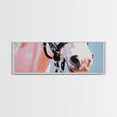Horse close-up, minimalist art, pink abstract art, soft pastel, boho art, extra wide art, framed canvas print, modern farmhouse decor
