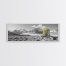 Mountain scene, mountain painting, landscape painting, wabi sabi art, nature art, minimalist art, framed canvas print, extra wide art