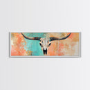 Rustic Skull, vintage horse art, southwest wall art, skull art, panoramic painting, rustic wall art, boho art, Canvas Print, farmhouse art
