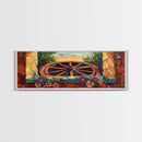 Rustic Wagon Wheel, farmhouse art, southwest wall art, wildflower painting, boho art, extra wide art, framed canvas print, landscape painting