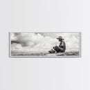Man On Beach, Wabi Sabi Art, Framed Canvas Print, Coastal Landscape Art, Moody Art, Rustic Decor, Above Sofa Art, Minimalist Wall Art