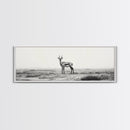 Lone Gazelle, moody art, southwest wall art, extra wide art, wabi sabi art, minimalist art, framed canvas print, panoramic painting