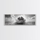 Explosion, dramatic seascape, moody art, panoramic art, extra wide art, coastal wall art, framed canvas print, ocean painting, nautical decor