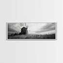 Rustic Windmill, panoramic art, farmhouse art, extra wide wall art, windmill wall art, landscape painting, framed canvas print