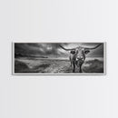 Bull on Beach, bull and bear art, moody art, coastal cowgirl wall art, dark romance painting, farmhouse art, framed canvas print