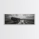 Wagon at Sunset, rustic art, farmhouse art, vintage horse art, tall narrow art, antique farm painting, framed canvas print