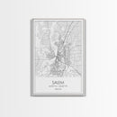 Salem Street Map, Oregon Map, City Map Art, Minimalist Art, Wall Art, Canvas Print, Dorm Room Décor, Graduation Gift, Travel Wall Print