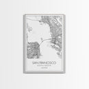San Francisco Street Map, California Map, City Map Print, Minimalist Art, Wall Art, Canvas Print, Family Room Décor, Gift For Travelers